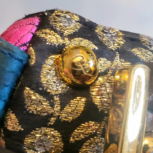 $1499 VINTAGE CHRISTIAN LACROIX Italy Women's Gold Brown Clutch Bag OS Jewel - Picture 6 of 15